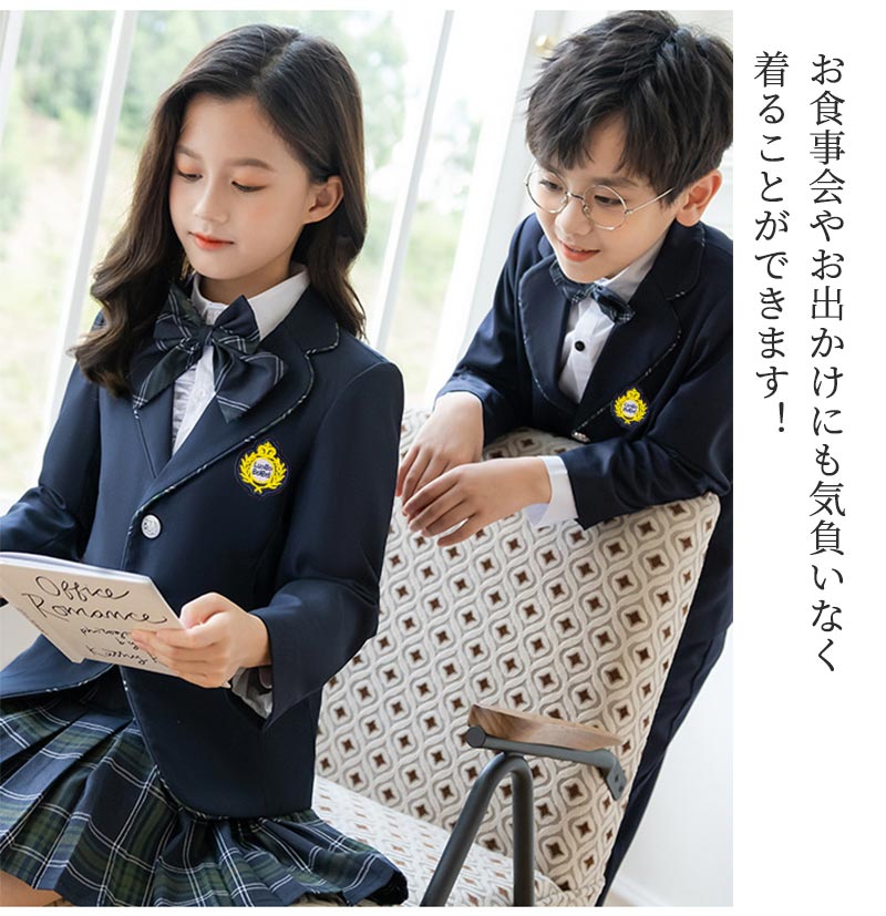 入学式 スーツ 子供 セーラー服 チェックスカート キッズ 卒業式 5点セット 女子学生制服 上下セット フォーマル スクールシkidssuit-005
