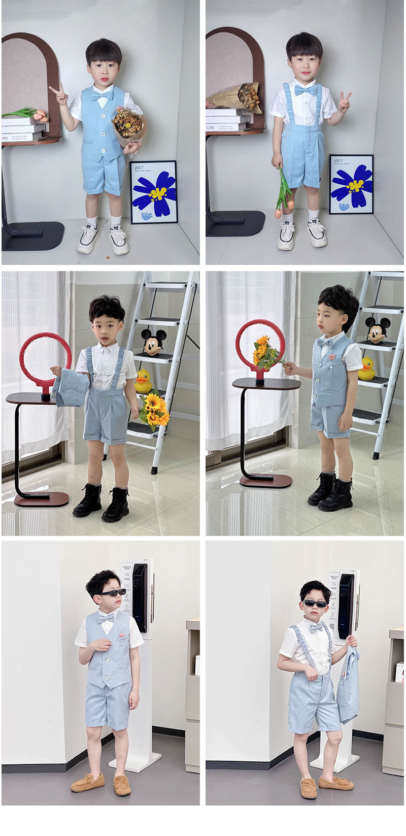 キッズ ファッション 子供服 フォーマルスーツ 男の子スーツ 半袖シャツ ベスト パンツ 蝶ネクタイ 3点セット 4点セット 半袖 おしゃれ 無地 ジュニア 男の子 入学式 卒業式 結婚式 パーティー 発表会 誕生日プレゼント 七五三 3色 90-130cm
