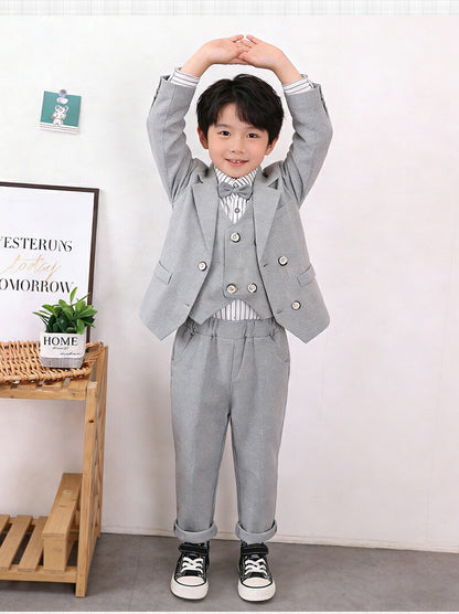 キッズスーツ 男の子 4点セット 子供スーツ フォーマル スーツ 上下セット キッズ 長袖 ベスト シャツ パンツ 洋服 七五三 子供服 赤ちゃん ベビー セットアップ おしゃれ 結婚式 入学式 入園式 卒園式