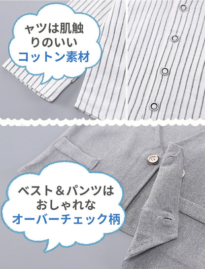 キッズスーツ 男の子 4点セット 子供スーツ フォーマル スーツ 上下セット キッズ 長袖 ベスト シャツ パンツ 洋服 七五三 子供服 赤ちゃん ベビー セットアップ おしゃれ 結婚式 入学式 入園式 卒園式