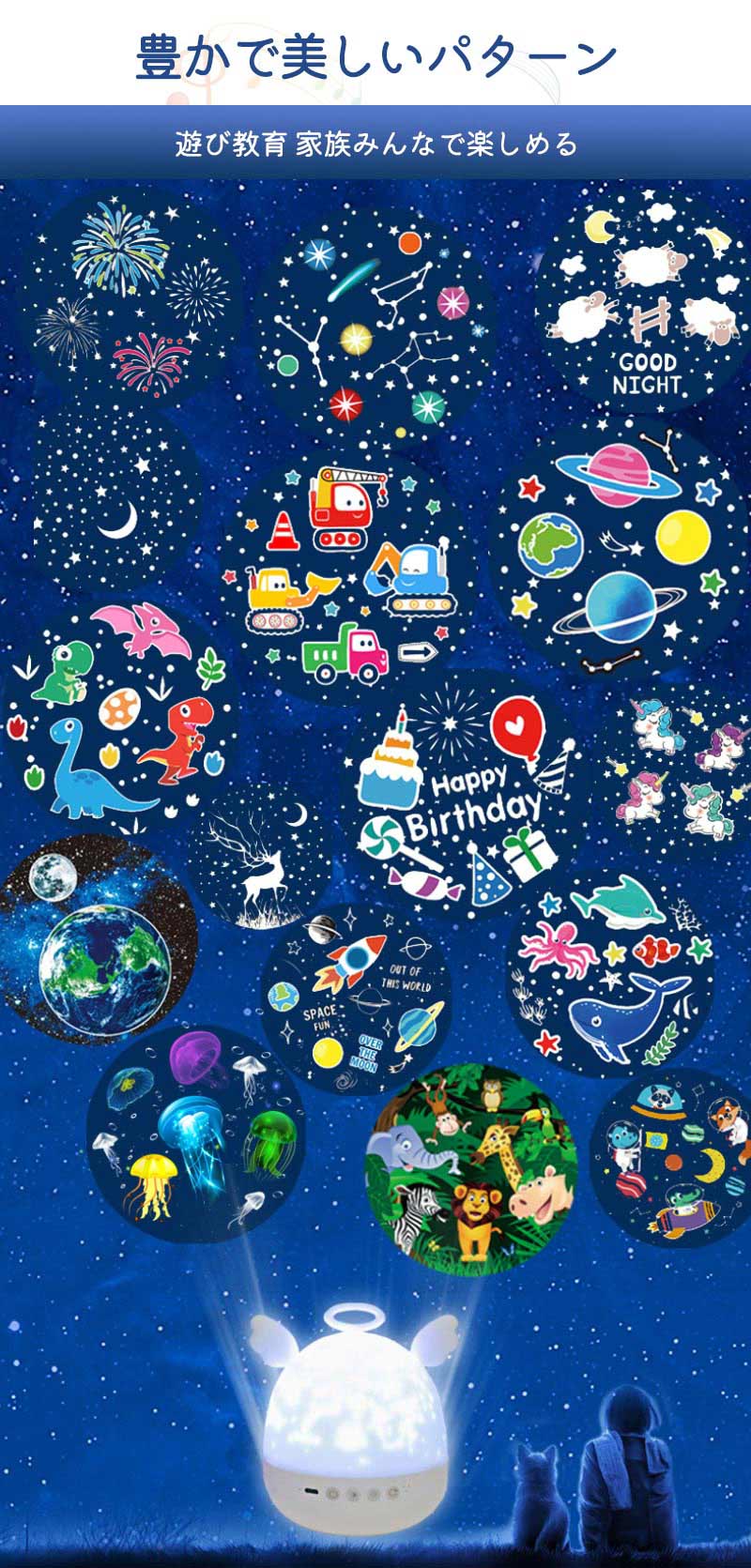 28種類投影フィルム付き プラネタリウム 子供 家庭用 プロジェクター Bluetooth対応 リモコン付き ベッドサイドランプ 投影フィルム 星座 花火 寝室 子供部屋 タイマー設定 360度回転 USB充電式 天井 壁 星空 常夜灯 テーブルライト 大人 リラックス クリスマス プレゼント