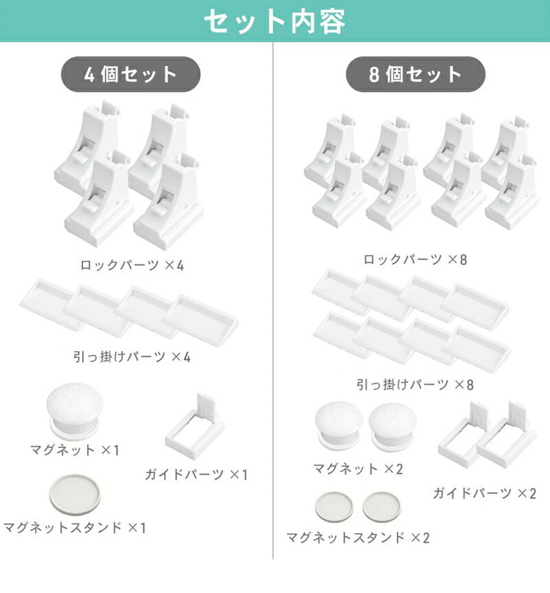 チャイルドロック マグネット式 簡単開閉 隠せる 強力テープ 耐久性 キー ベビーロック 引き出し ドア 扉 安全 安lock-001