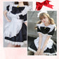 メイド服 ハロウィン コスプレ メイド 可愛い 女の子 セクシー カップル ロリータ 定番 衣装 レディース エプロン ドレス アリス風仮装 男ウケ 大きいサイズ 頭飾り カチューシャ 女子会 アイドル ブラック 黒 学園祭 豪華6点セット S-2XL