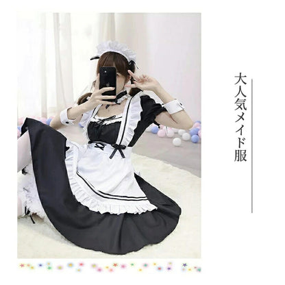 一部即納★ メイド服 メイド 服 6点セット コスプレ 可愛い 女の子 レディース メンズ 半袖 ロリータ ワンピース リボン 黒 ピンク ハロウィン 衣装 大きいサイズ 定番 S-5XL 男性ウケ かわいい 洋服 クラシカル ゴスロリ