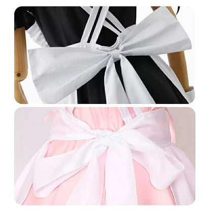 一部即納★ メイド服 メイド 服 6点セット コスプレ 可愛い 女の子 レディース メンズ 半袖 ロリータ ワンピース リボン 黒 ピンク ハロウィン 衣装 大きいサイズ 定番 S-5XL 男性ウケ かわいい 洋服 クラシカル ゴスロリ