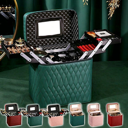 メイクボックス 大容量 鏡付き コスメボックス ミラー付き 化粧ボックス バニティポーチ 持ち運び メイクポーチ おしゃれ バニティバッグ 収納 バニティケース 持ち運びやすい コスメ 化粧箱 ギフト プレゼント 母の日