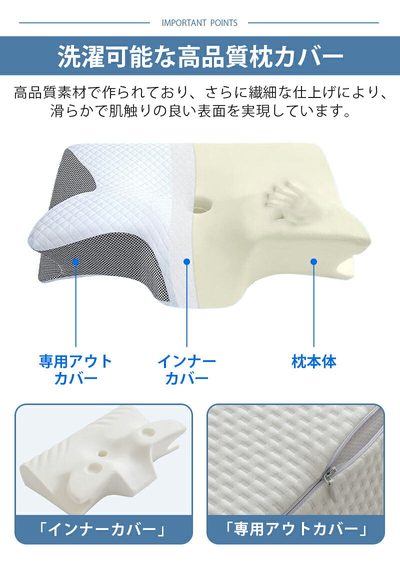 【凹型の中空設計】枕 まくら 低反発  マクラ ストレートネック 横向き寝 送料無料 低い 柔らかい 低反発枕 頚椎 スマホ首 グッズ  洗える 快眠 安眠 健康枕 まくら 枕カバー pillow 仰向け・横向き おすすめ ギフト プレゼント