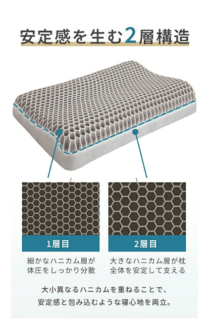 枕 TPE枕 エアログリッド枕 高反発枕 枕カバー付 横向き寝用枕 首サポート 首が痛くなりにくい 首こり 肩こり ストレートネック 寝返り 仰向け 横寝 うつぶせ寝 いびき対策 快眠 ジェル 柔らかい 通気性抜群 洗える 寝具 健康グッズ シルク枕カバー プレゼント ギフト