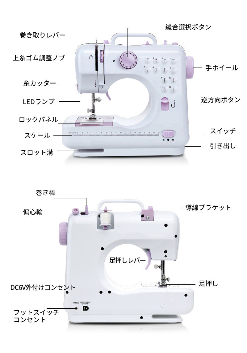 【32点豪華セット付き】電動ミシン コンパクトミシン 初心者 コンパクト ミシン 本体 手作り  電子ミシン PSE認証済 電子ミシンコンピュータミシン 使いやすい ミシン糸 ボビン 軽量 小型 ギフト プレゼントシンプル 刺繍