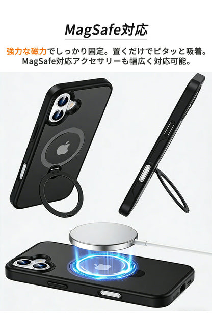 ケース MagSafe対応 iPhone15 ケース 多機能360°回転スタンド付き iPhone14 ケース iPhone13 ケース リング付き iPhone12 ケース スマホケース カバー iPhone16 Pro ケース iPhoneケース 耐衝撃 スリム カメラ保護 指紋防止 傷防止 滑り止め 黄変防止