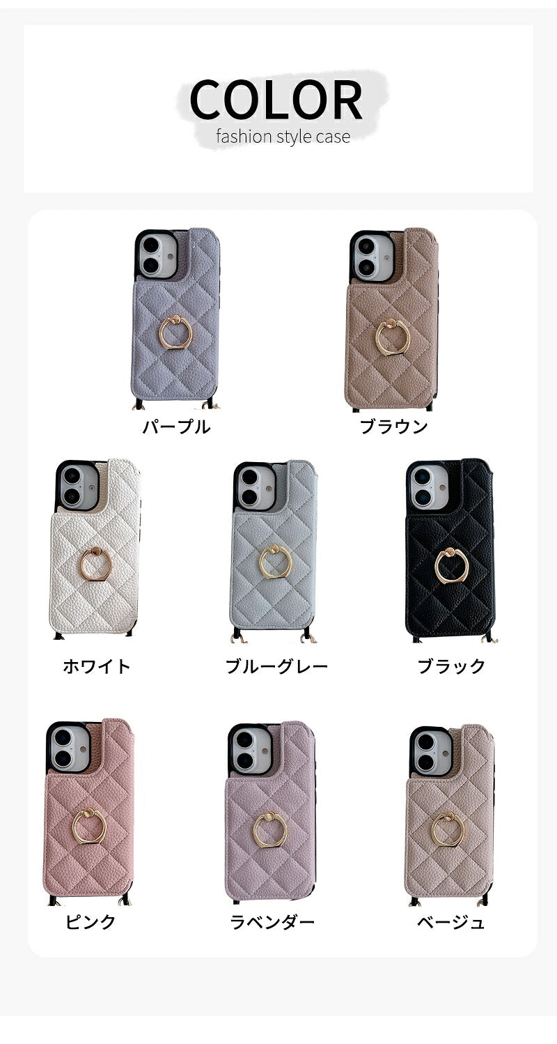 iphone16 ケース ショルダー iPhone16pro iPhone15 iPhone14 iPhone13 スマホショルダー キルティングケース カードケース付き カメラ保護 黄変防止 スタンド機能 iPhone15Pro iPhone15ProMAX iPhone16 iPhone16Pro
