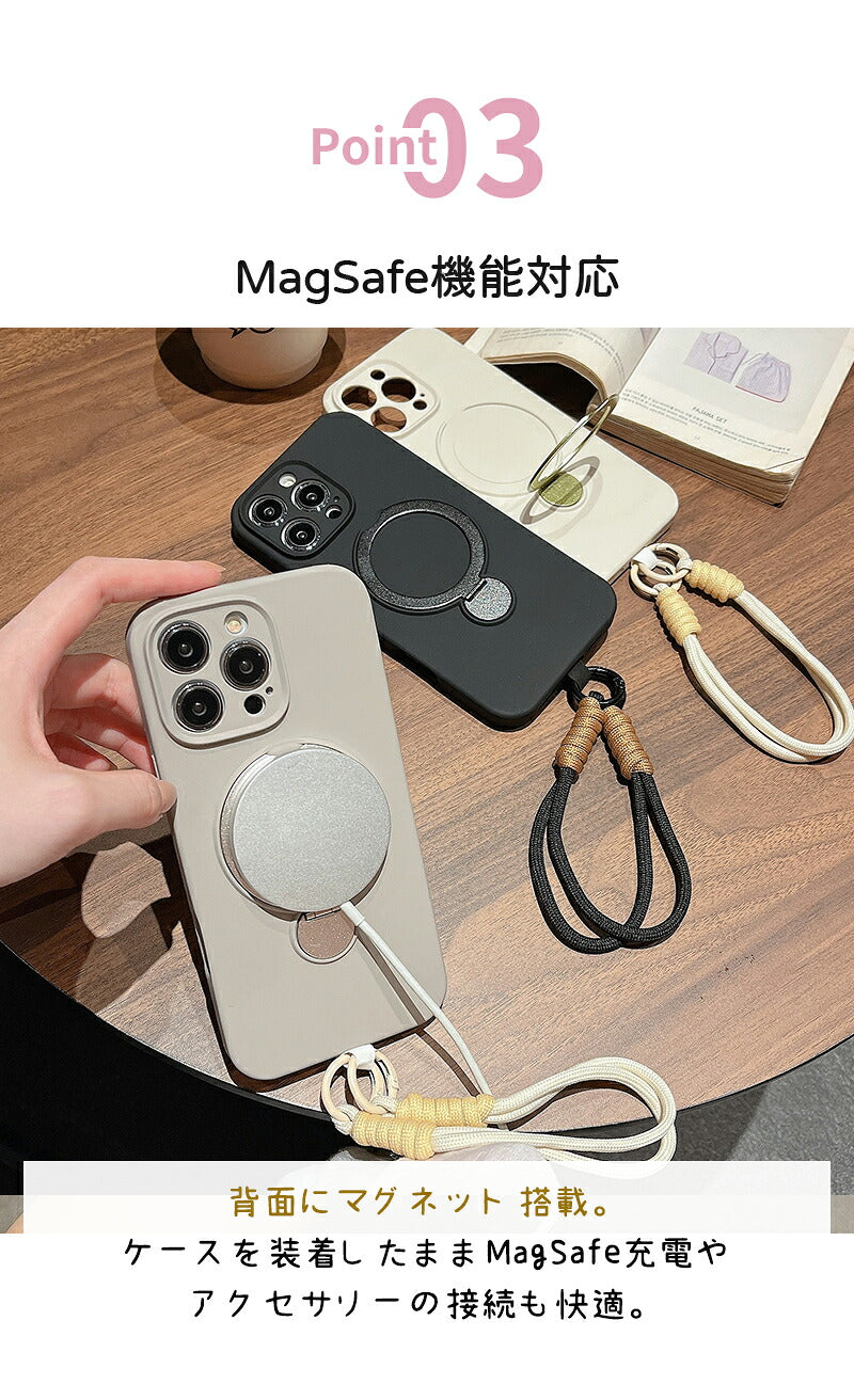 MagSafe ケース iPhone17 リング付きケース iPhone17Pro ケース MagSafe ストラップ マグセーフ スタンド iPhone16 ケース iPhone16Pro ケース スマホショルダー iPhone15 ケース カメラ保護 スタンド機能 携帯ケース スマホケース 韓国 おしゃれ