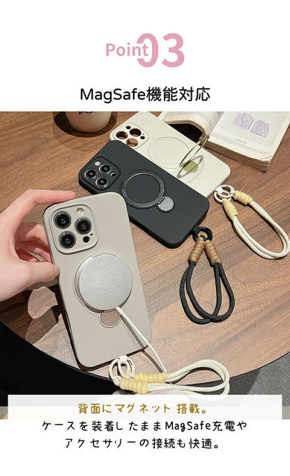 MagSafe ケース iPhone17 リング付きケース iPhone17Pro ケース MagSafe ストラップ マグセーフ スタンド iPhone16 ケース iPhone16Pro ケース スマホショルダー iPhone15 ケース カメラ保護 スタンド機能 携帯ケース スマホケース 韓国 おしゃれ