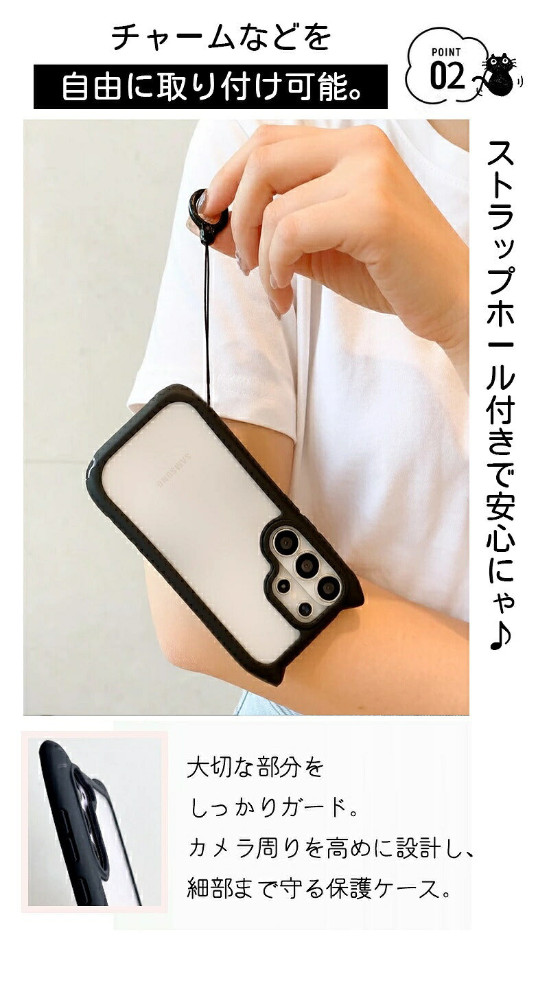 galaxy ケース s26 猫耳 ギャラクシー カバー クリア 透明 かわいい 韓国 おしゃれ S26EDGE ケース ショルダー スマホショルダー ストラップ カメラ保護 ねこ みみ 猫 携帯ケース スマホケース iPhone16Pro ケース iPhone16ProMax ケース