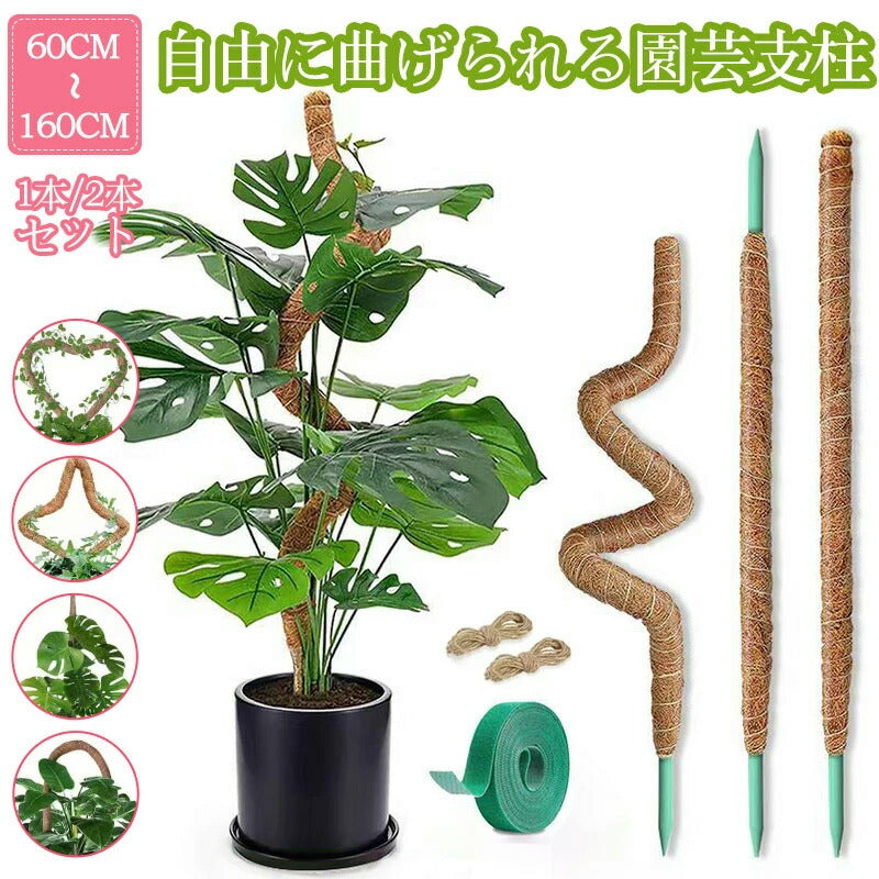観葉植物 支柱 園芸支柱 曲げられる ココスティック モンステラ支柱 モンステラ 園芸用 植物 ココナッツ支柱 つる性植物 植物サポート ヘゴ支柱 ココナッツ 園芸支柱パーツ フラワースタンド 2本入り ポトス モスポール
