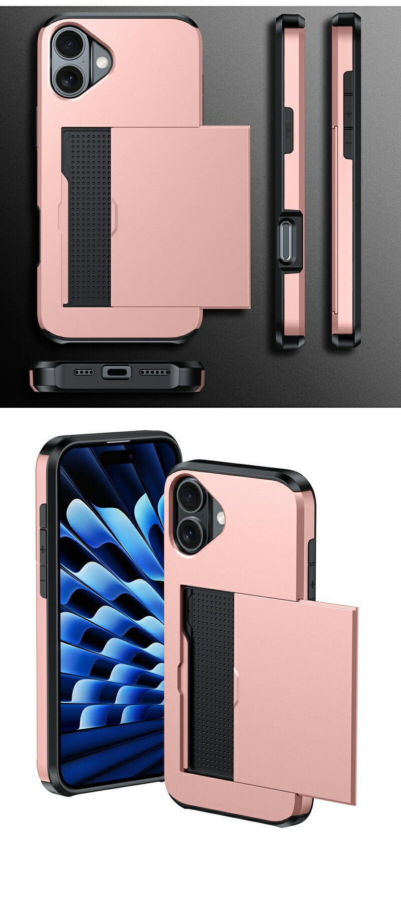 iphone ケース カード収納 2枚 背面収納 スリム 耐衝撃 カメラ保護 MIL規格準拠レベル 2重構造 指紋防止 傷防止 iPhone17 iPhone17Pro iPhone16 iPhone16e iPhone16Pro iPhone15 iPhone15Pro iPhone15ProMAX iPhone14 iPhone14Pro iPhone14ProMAX