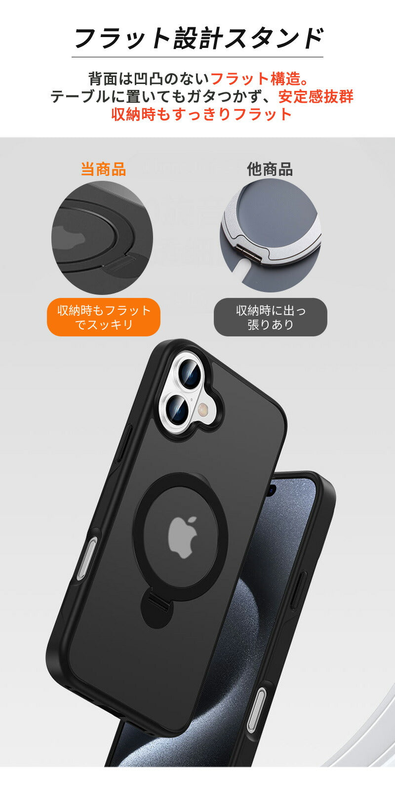 ケース MagSafe対応 iPhone15 ケース 多機能360°回転スタンド付き iPhone14 ケース iPhone13 ケース リング付き iPhone12 ケース スマホケース カバー iPhone16 Pro ケース iPhoneケース 耐衝撃 スリム カメラ保護 指紋防止 傷防止 滑り止め 黄変防止