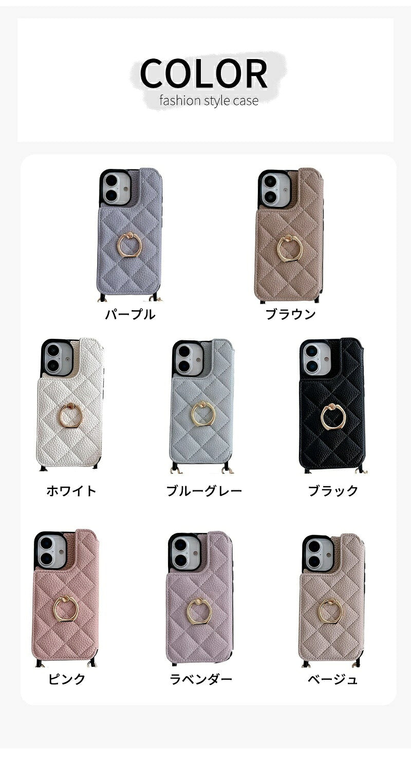 iphone16 ケース ショルダー iPhone16pro iPhone15 iPhone14 iPhone13 スマホショルダー キルティングケース カードケース付き カメラ保護 黄変防止 スタンド機能 iPhone15Pro iPhone15ProMAX iPhone16 iPhone16Pro