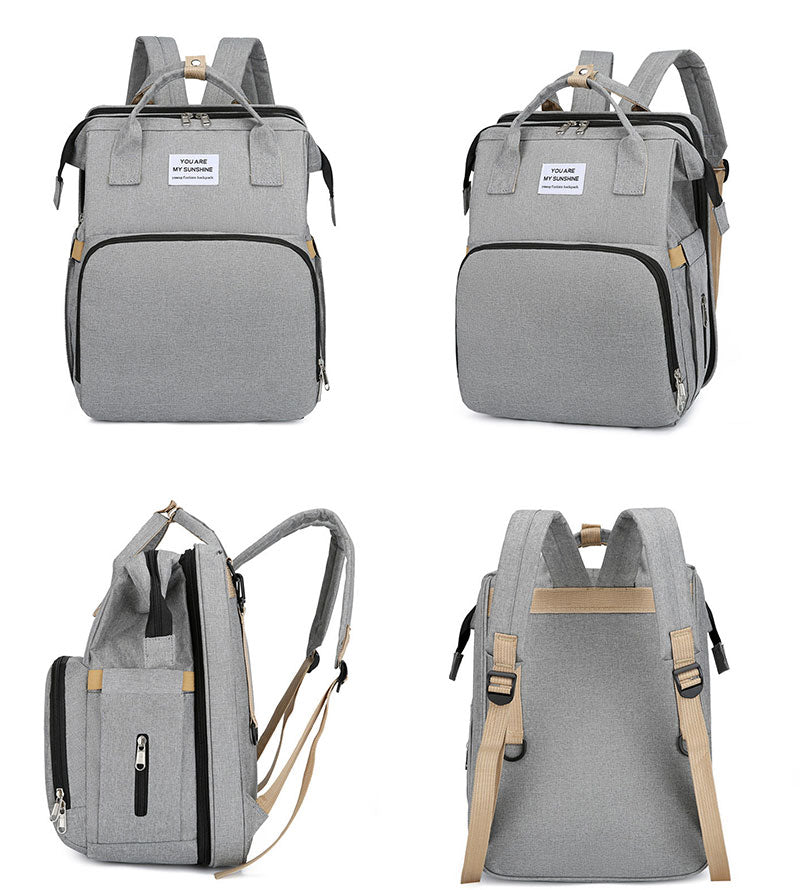 マザーズバッグ リュック ママバッグ  ベビーベッド マザーズリュック  軽量 大容量 ポータブルベビーベッド おむつ交換   添い寝 折りたたみベッド　撥水 mummy-bag-01