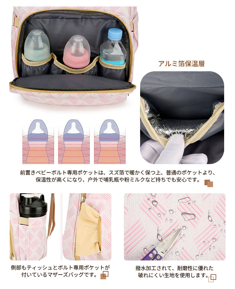 マザーズバッグ リュック ママバッグ  ベビーベッド マザーズリュック  軽量 大容量 ポータブルベビーベッド おむつ交換  蚊帳付き USBポート添い寝 折りmummy-bag-04