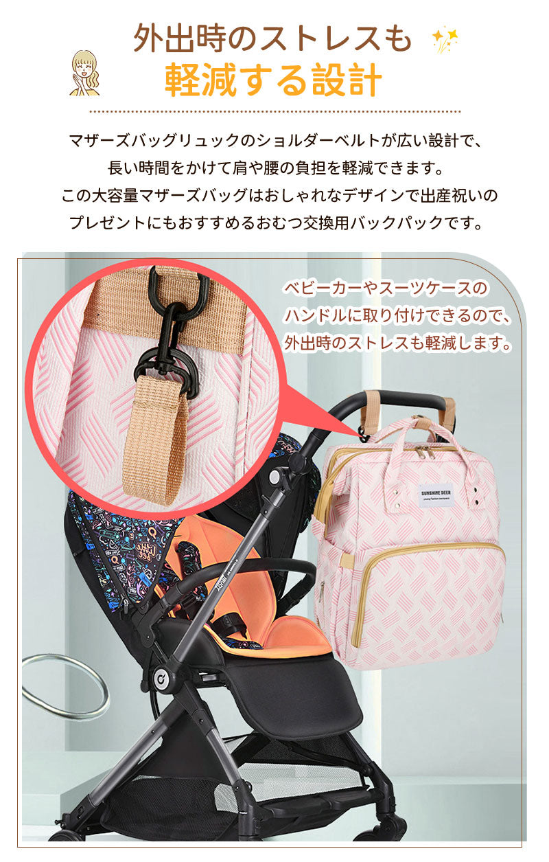 マザーズバッグ リュック ママバッグ  ベビーベッド マザーズリュック  軽量 大容量 ポータブルベビーベッド おむつ交換  蚊帳付き USBポート添い寝 折りmummy-bag-04