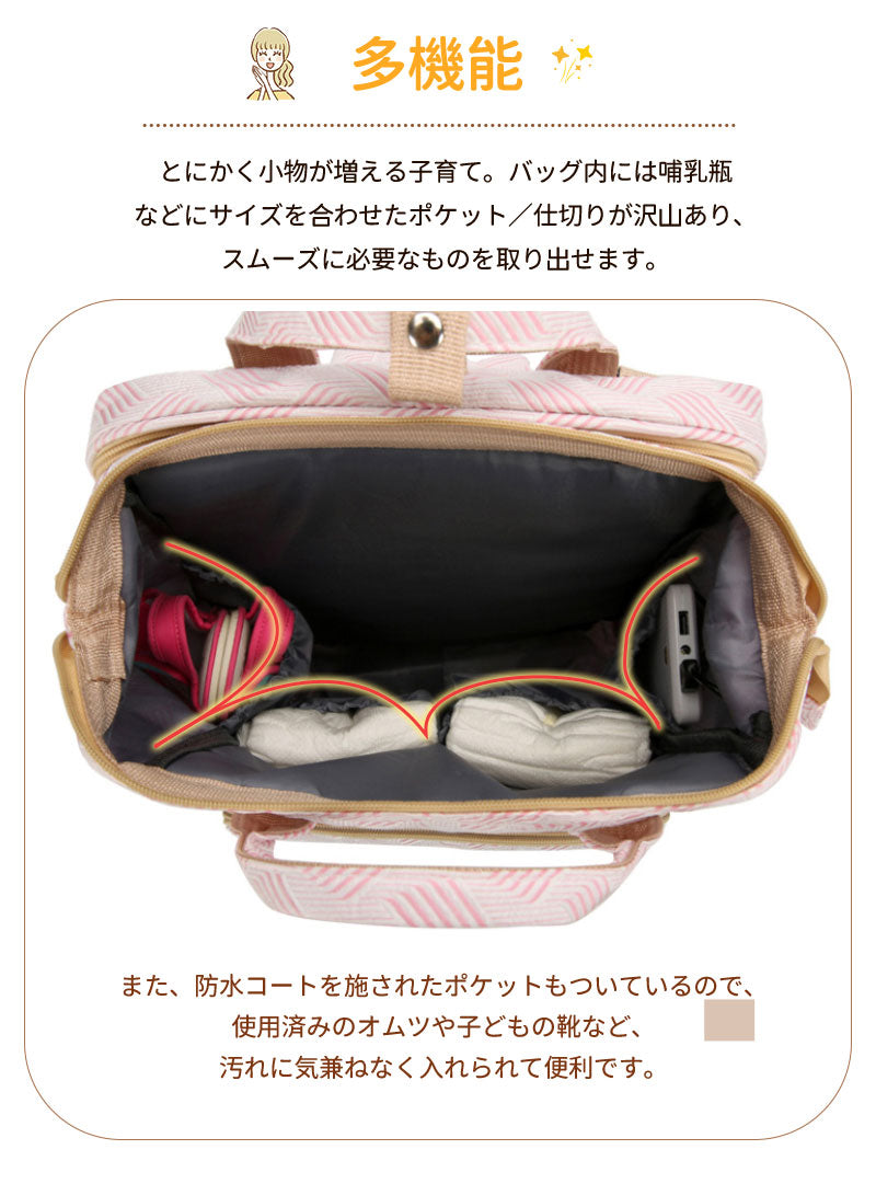 マザーズバッグ リュック ママバッグ  ベビーベッド マザーズリュック  軽量 大容量 ポータブルベビーベッド おむつ交換  蚊帳付き USBポート添い寝 折りmummy-bag-04