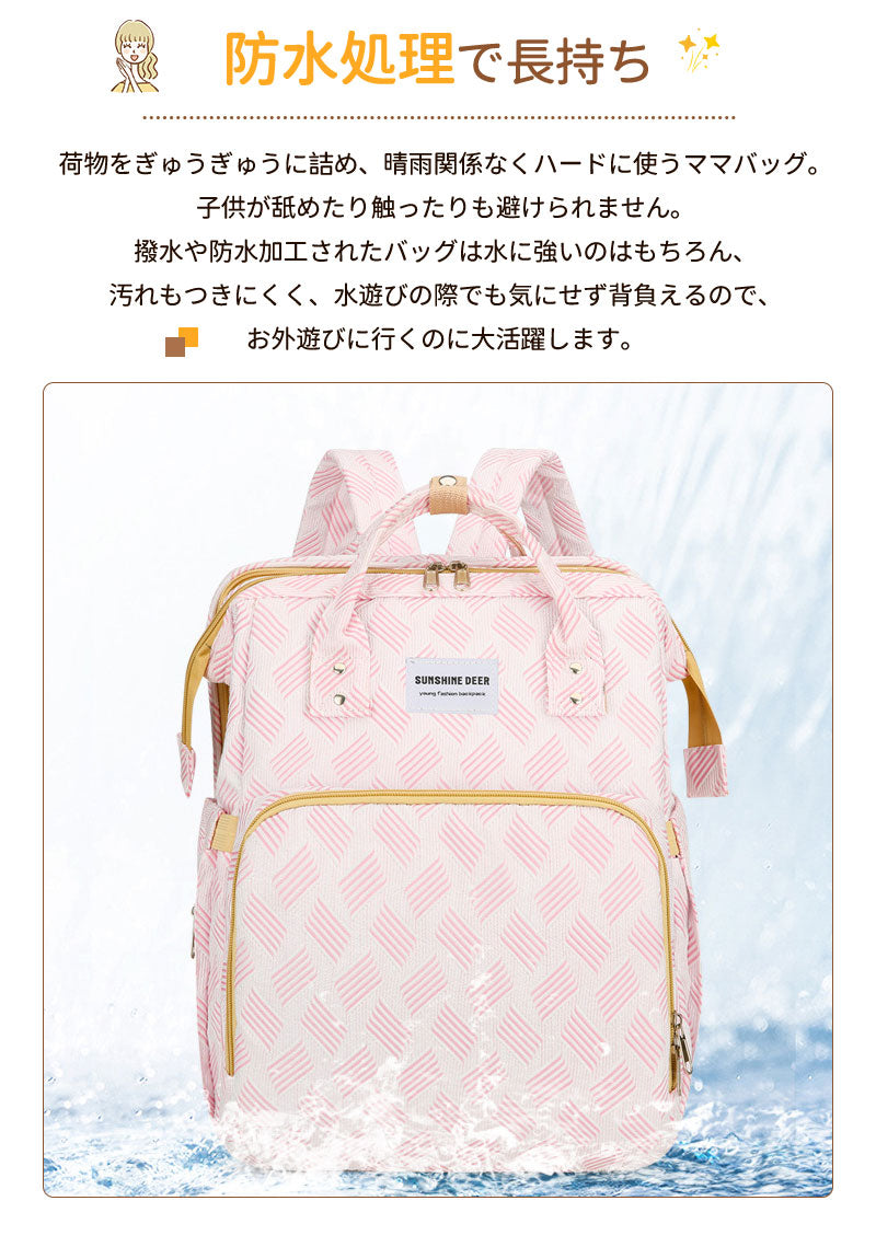 マザーズバッグ リュック ママバッグ  ベビーベッド マザーズリュック  軽量 大容量 ポータブルベビーベッド おむつ交換  蚊帳付き USBポート添い寝 折りmummy-bag-04