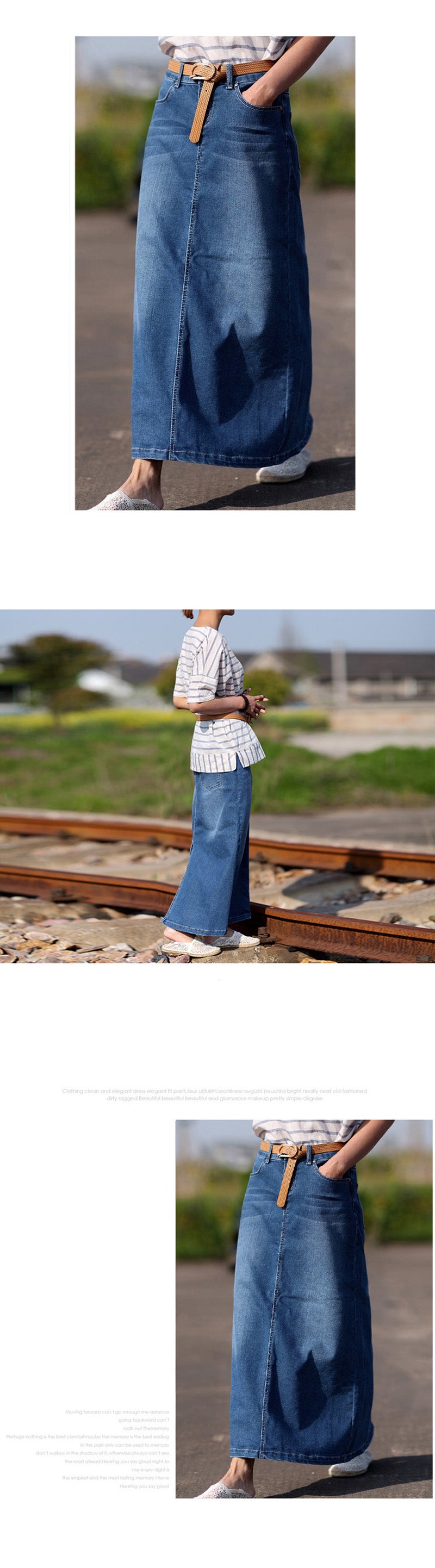 ヴィンテージ加工 デニムスカート フレアスカート マキシ デニム マキシ丈 スカート ミモレ丈 膝下 ロング ロングスカート ウェストゴム シンプル ゆったり 大きいサイズ レディース フレア 大人 ハイウエスト 可愛い 美脚 春 夏 送料無料