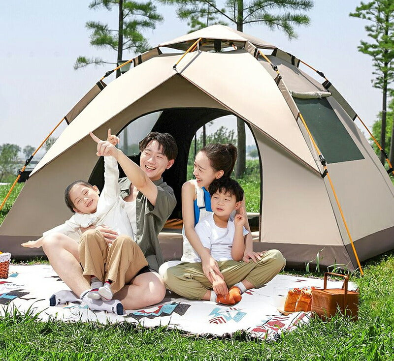 ワンタッチテント 4人用 3人用 テントドームテント 折りたたみ 簡易テント 一人用 軽量 コンパクト 収納バック付き 耐水 遮熱 UVカット 防水 耐水圧 3,000mm以上  2ドア 通気 キャンプ アウトドア ベランピング ソロキャンプ ピクニック 公園  緊急  防災