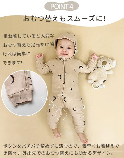 ロンパース ベビーロンパース 長袖 赤ちゃん 新生児 ベビー服 コットン ジップアップ ジッパー カバーオール 男の子 女の子 出産祝い ギフト  可愛い 春秋用 出産祝いギフト 肌にやさしい 快適な睡眠