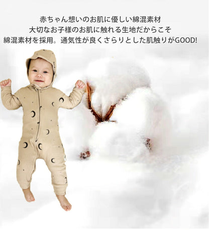 ロンパース ベビー 長袖 赤ちゃん ファスナー 子供服 秋 冬 ベビー服 男の子 女の子 秋冬 前開き カバーオール 新生児 ジップアップ 足つき 長ズボン チャック ジッパー ボディスーツ 長袖ロンパース 退院着 防寒
