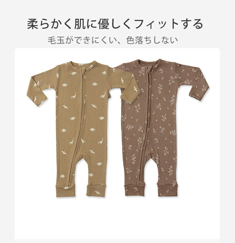 ロンパース 長袖 ベビー 赤ちゃん 秋 冬 男の子 女の子 秋冬 前開き ベビー カバーオール 新生児 ジップアップ ベビー服 足つき 長ズボン チャック ジッokurumi-015