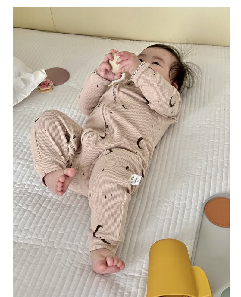 ロンパース 長袖 ベビー 赤ちゃん 秋 冬 男の子 女の子 秋冬 前開き ベビー カバーオール 新生児 ジップアップ ベビー服 足つき 長ズボン チャック ジッokurumi-015