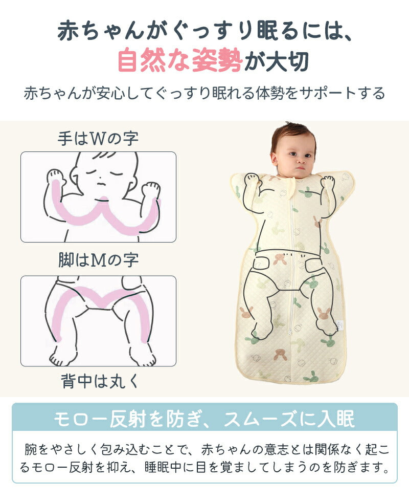 スワドル 赤ちゃん おくるみ 冬 ベビー スリーパー 手が出せる 綿100% 安眠 新生児 寝かしつけ 出産祝い フォーシーズン 夜泣き対策 モロー反射 熟睡 夜泣き 女の子 男の子 着るおくるみ コットン