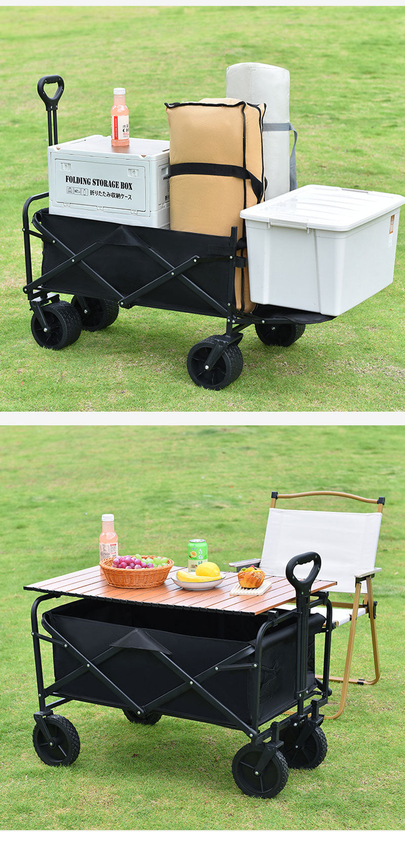 アウトドアワゴン 後ろ開け キャンプワゴン 軽量 キャリーワゴン 大容量 キャリーカート 多用途 マルチキャリー 4輪 ワイドタイヤ 移動 長物対応 頑丈 釣り スポーツ 高品質 アウトドアキャンプ ワゴン車 軽量