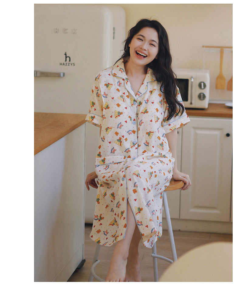 ルームウェア 妊婦 パジャマ 授乳 出産 産後 授乳服 ママ マタニティパジャマ 春 秋 入院 入院準備 ポケット ワンピース 前開き シンプル ボーダー 授乳pajama-005