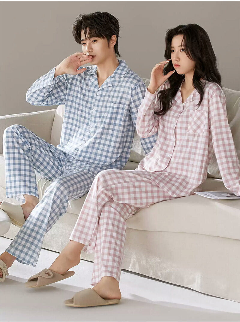 パジャマ 上下セット 男女兼用 レディース 綿 ネルシャツ 前開き 春 秋  冬用 長袖 メンズ ルームウェア 肌に優しい 厚手 入院 無地 コットン 綿 女性 部屋着 大人 男女ペア ユニセックス 160 170 おしゃれ かわいい 夫婦 敬老の日 プレゼント ギフトM L 2L 3L 4L