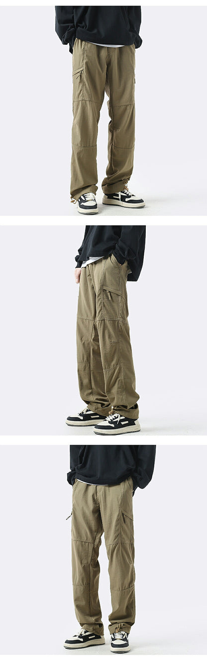 カーゴパンツ メンズ 薄手 速乾 ワイドカーゴパンツ ゆったり 撥水加工 軽量 メンズパンツ 太め 大きいサイズ ウエストゴム ワイド ロング カジュアル リラックス アウトドア ずぼん 春 夏秋冬