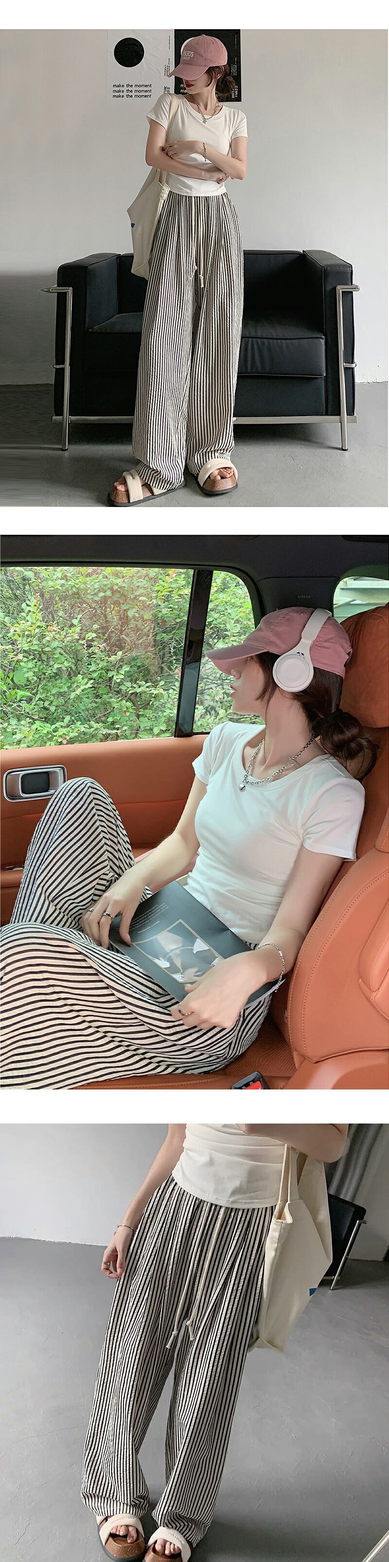ワイドパンツ レディース 夏 ストライプパンツ ロング丈 パンツ ゆったり ワイドルーズ ズボン 大きいサイズ 薄手 レディースパンツ 涼しい カジュアルパンツ きれいめ 着痩せ ワイドパンツ 可愛い 森ガール お洒落 はぐラブ