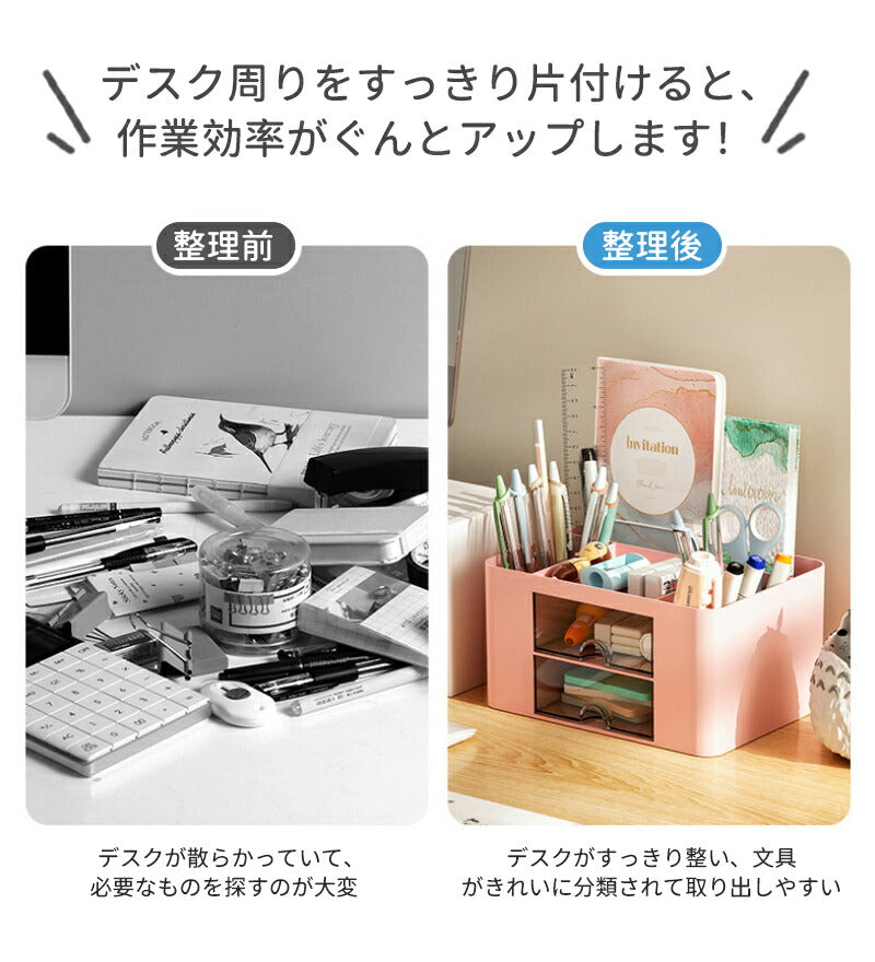 ペン立て ペンスタンド ペンホルダー ペン入れ デスク収納 大容量 小物 文房具 ボックス 収納 卓上 オフィス デスク デスクオーガナイザー 便利 白 卓上収納 小物ケース 小物入れ 引き出し おしゃれ かわいい 入れ ケース 透明 鉛筆 立て おすすめ プレゼント