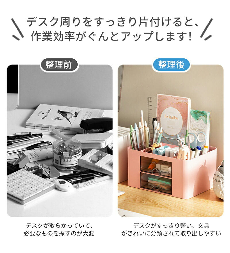 ペン立て ペンスタンド ペンホルダー ペン入れ デスク収納 大容量 小物 文房具 ボックス 収納 卓上 オフィス デスク デスクオーガナイザー 便利 白 卓上収納 小物ケース 小物入れ 引き出し おしゃれ かわいい 入れ ケース 透明 鉛筆 立て おすすめ プレゼント