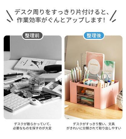 ペン立て ペンスタンド ペンホルダー ペン入れ デスク収納 大容量 小物 文房具 ボックス 収納 卓上 オフィス デスク デスクオーガナイザー 便利 白 卓上収納 小物ケース 小物入れ 引き出し おしゃれ かわいい 入れ ケース 透明 鉛筆 立て おすすめ プレゼント