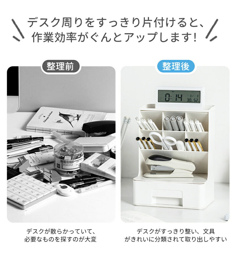 ペン立て 卓上収納ボックス  ペンスタンド ペンホルダー ペン入れ 卓上収納 デスク収納 大容量 小物 文房具 ボックス 収納 卓上 オフィス デスク デスクオーガナイザー 便利 小物入れ 引き出し 事務用品整理 整頓 収納ボックス  メイクボックス