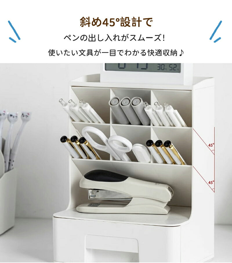 ペン立て 卓上収納ボックス  ペンスタンド ペンホルダー ペン入れ 卓上収納 デスク収納 大容量 小物 文房具 ボックス 収納 卓上 オフィス デスク デスクオーガナイザー 便利 小物入れ 引き出し 事務用品整理 整頓 収納ボックス  メイクボックス