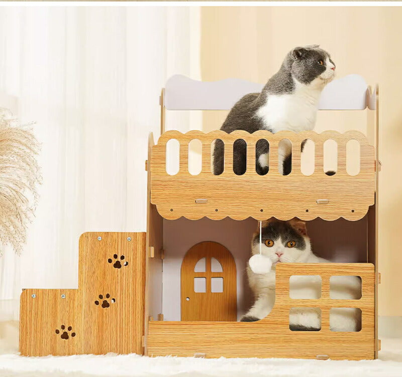 爪とぎハウス 猫 爪とぎ ダンボール 二層 ハウス キャットハウス ネコ ねこ 猫ベッド つめとぎ ダンボールハウス 猫ハウス 段ボール 猫小屋 かわいい 多頭飼い 猫箱 組み立て式 収納簡単 ストレス解消  猫用爪とぎ ペットベッド 仔猫