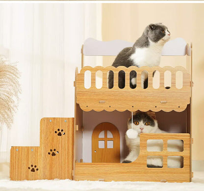 爪とぎハウス 猫 爪とぎ ダンボール 二層 ハウス キャットハウス ネコ ねこ 猫ベッド つめとぎ ダンボールハウス 猫ハウス 段ボール 猫小屋 かわいい 多頭飼い 猫箱 組み立て式 収納簡単 ストレス解消  猫用爪とぎ ペットベッド 仔猫