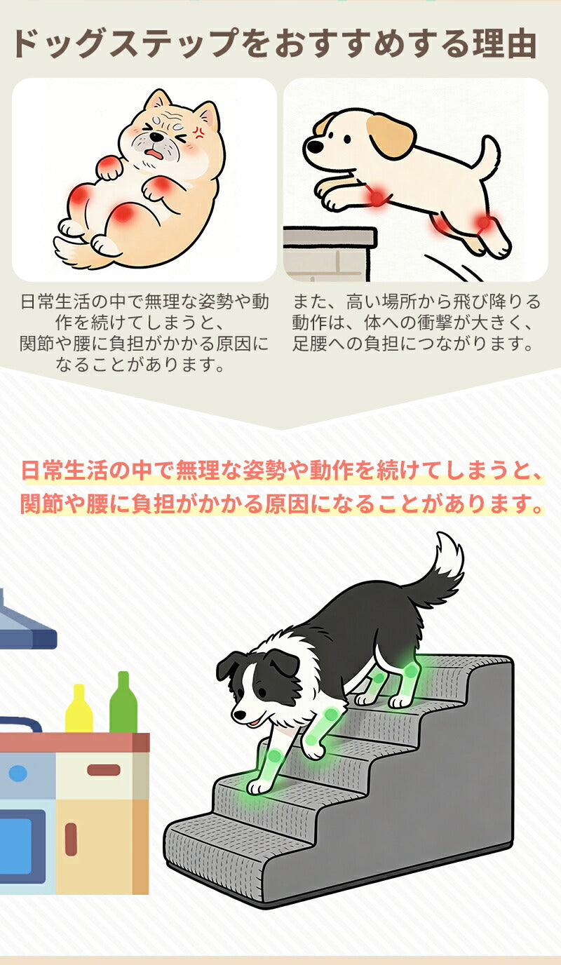 ドッグステップ ステップ 階段 犬 猫 クッション スロープ 2段 3段 4段 踏み台 ペットステップ ベッド用階段 ペット 用 滑り止め 角丸 なだらか ソファ ベッド マット 犬用階段 高さ 高め 登り降り 段差 ペット用階段 コーデュロイカバー 大型犬 中型犬 小型犬