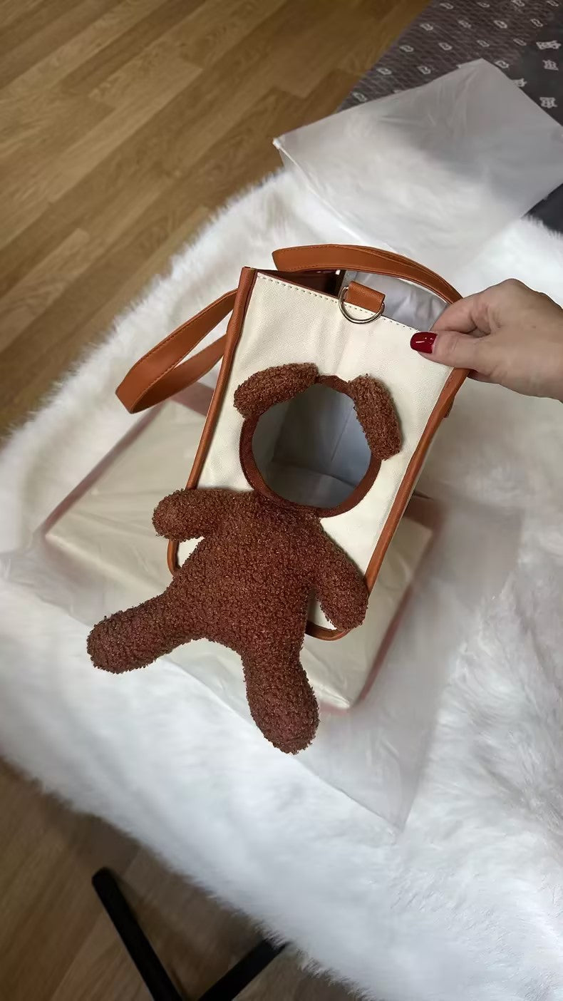 ペットバッグ ペットキャリー バッグ 折りたたみ ペット かわいい ドライブボックス 飛び出し防止リード 小型犬 犬 ねこ 猫 ペットキャリーバッグ ハンドバッグ おでかけ 犬バッグ クマのぬいぐるみ 猫バッグ 通院 おしゃれ 安心 長時間 交通機関 病院 災害 避難