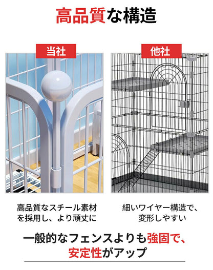 ペットサークル 大型犬 サークル 折りたたみ ペットフェンス ドッグサークル 扉付き ケージ 小型犬 中型犬 犬 猫 組み換え可能 室内外兼用 ハムスター ゲージ ペットゲージ ペットケージ 屋根付き お手入れが簡単 幅70cm~90cm 高さ80cm~100cm パネル6枚