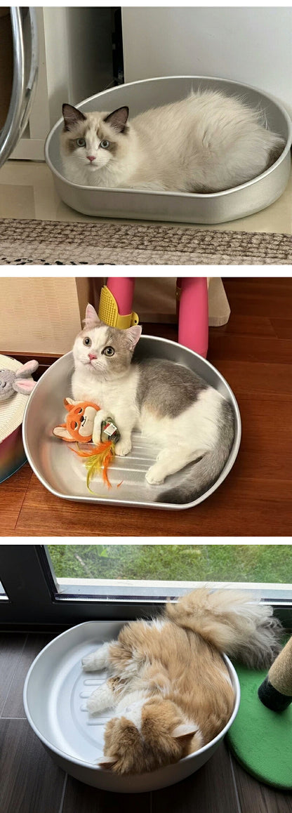 ネコベッド アルミ ベッド 猫 ひんやりベッド 猫鍋 犬 ねこ ひんやり 冷感 夏用 暑さ対策 ジャンボサイズ クール たらい かわいい おしゃれ ねこ グッズ 猫顔型 猫ベッド ねこ鍋 ねこなべ 猫耳 ペットベッド ペット ペット用品 鍋 犬